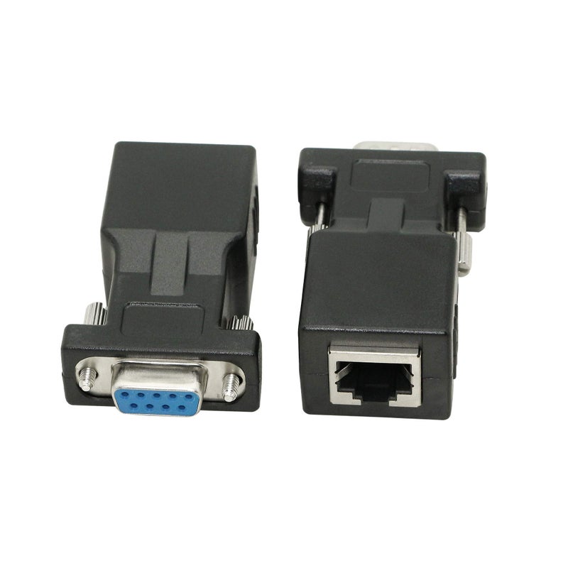 XMSJSIY DB9 RS232 to RJ45 Extender, DB9 9-Pin Serial Port Female&Male to RJ45 CAT5 CAT6 Ethernet LAN Extend Adapter Cable-2pcs (2-Adapter) - Image 4